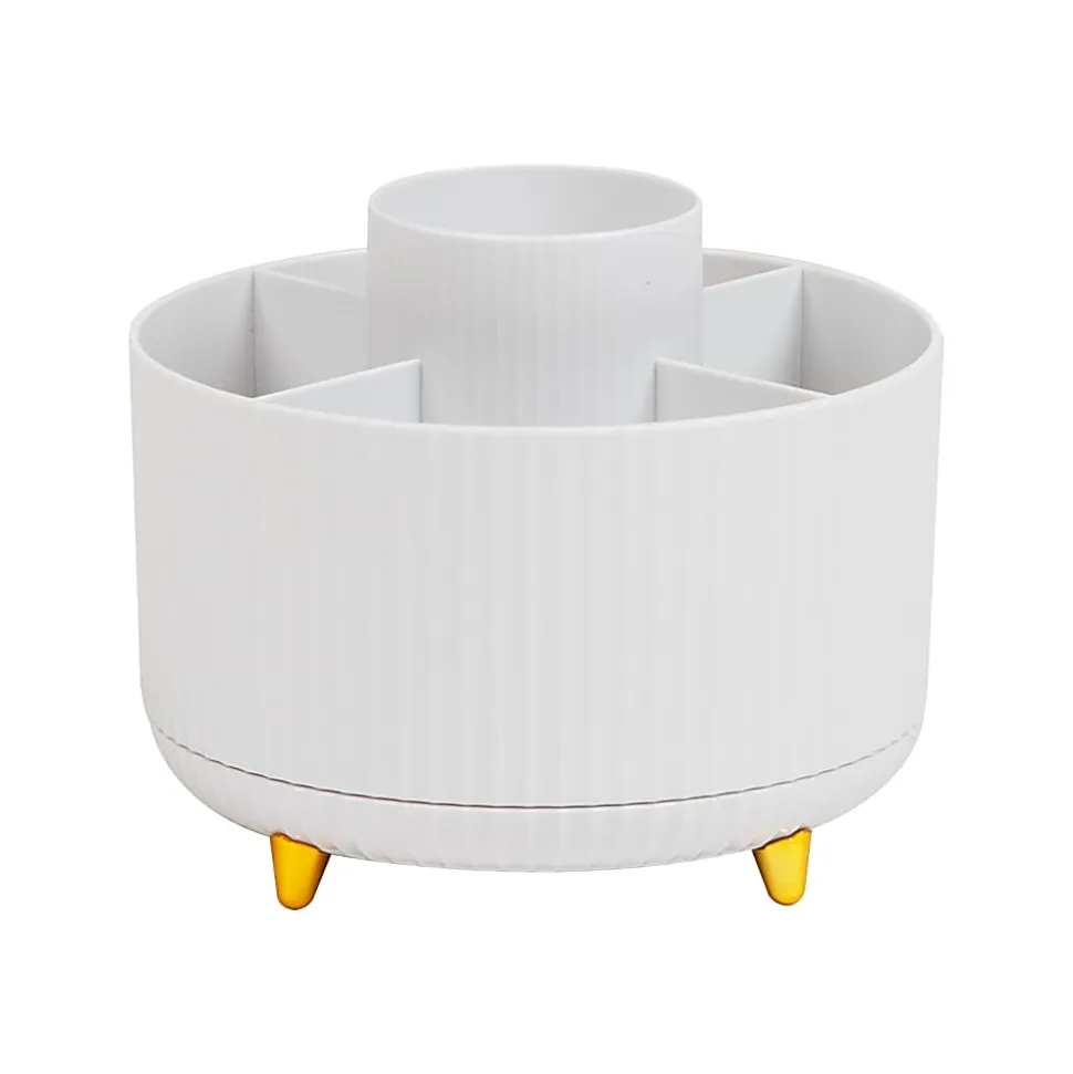 Mind Reader Rotating Pen Cup, 4-3/4”H x 5-3/4”W x 5-3/4”D, White