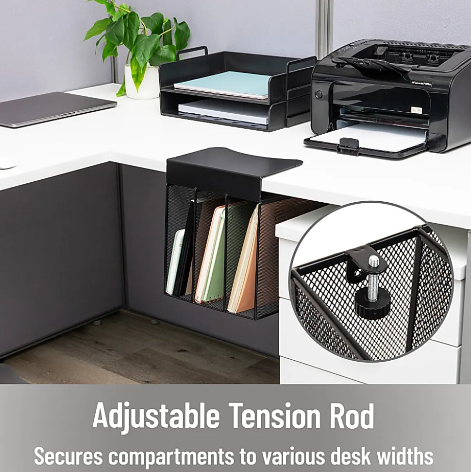 Mind Reader Slide-On Under Desk File Organizer, 11-1/2"H x 12"W x 9-3/4"D, Black