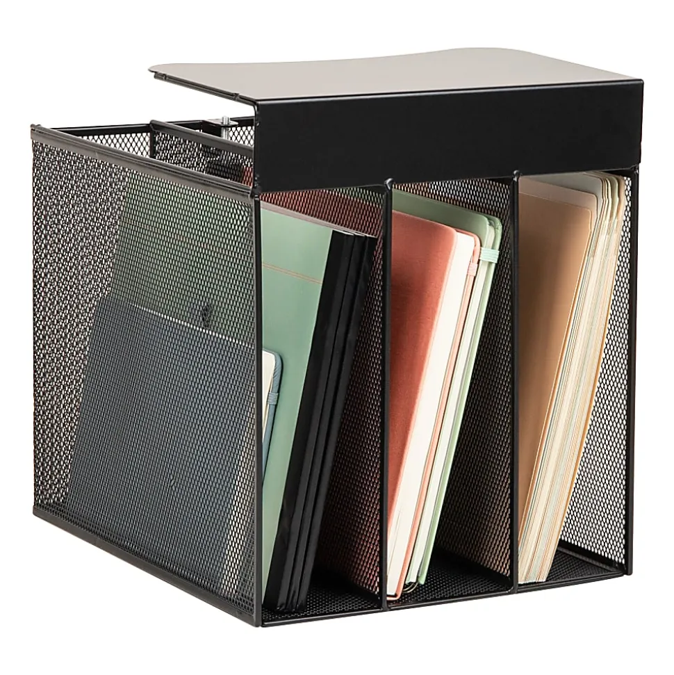 Mind Reader Slide-On Under Desk File Organizer, 11-1/2"H x 12"W x 9-3/4"D, Black