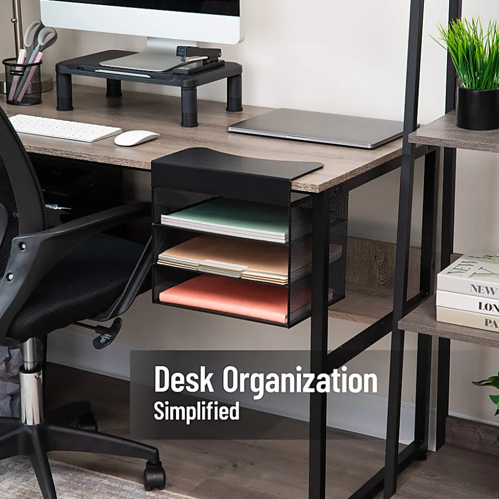 Mind Reader Slide-On Under Desk File Organizer, 11-1/2"H x 9-3/4"W x 12"D, Black