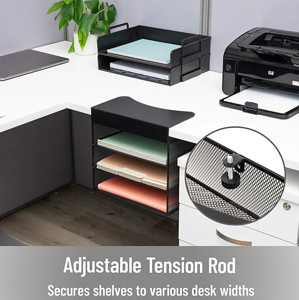 Mind Reader Slide-On Under Desk File Organizer, 11-1/2"H x 9-3/4"W x 12"D, Black