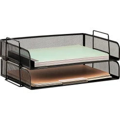 Mind Reader Stackable Paper Tray Desktop Organizer, 6-1/4”H x 9-3/4”W x 13-1/4”D, Black