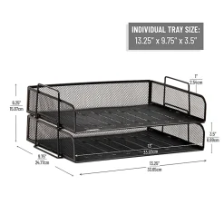 Mind Reader Stackable Paper Tray Desktop Organizer, 6-1/4”H x 9-3/4”W x 13-1/4”D, Black