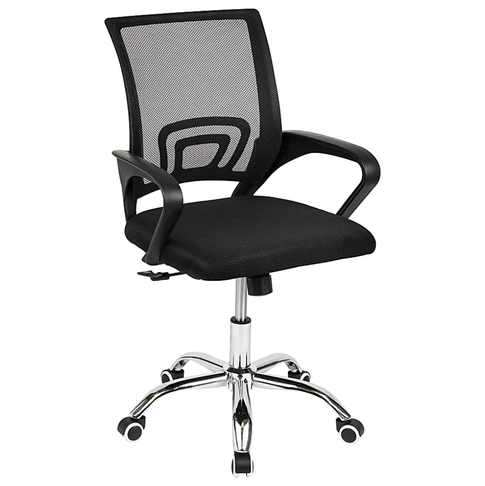 Mind Reader Swivel Office Chair with Wheels, Plastic/Mesh, Black