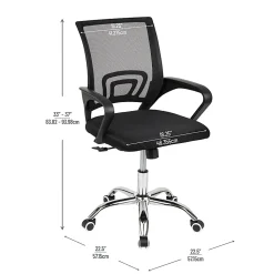Mind Reader Swivel Office Chair with Wheels, Plastic/Mesh, Black