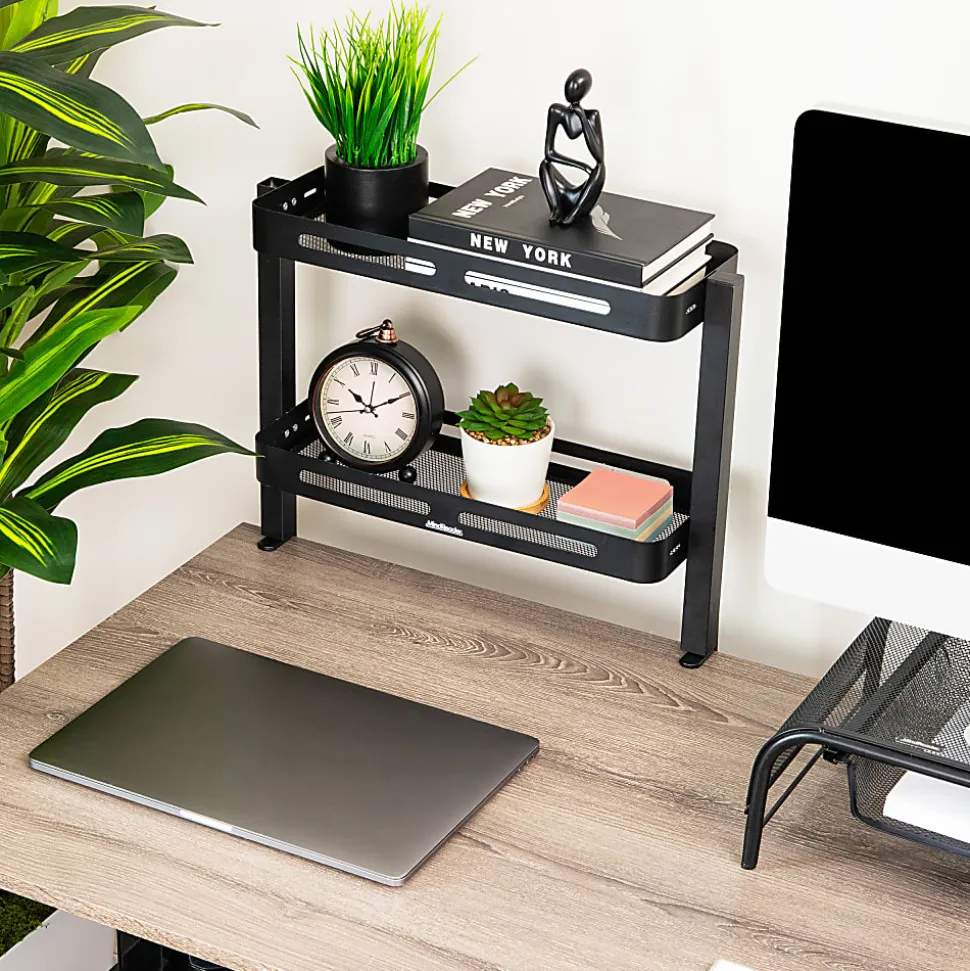 Mind Reader 2-Tier Desk Organizer With Clamp/Accessory Shelf, 15-1/2”H x 5-3/4”W x 18-1/4”D, Black