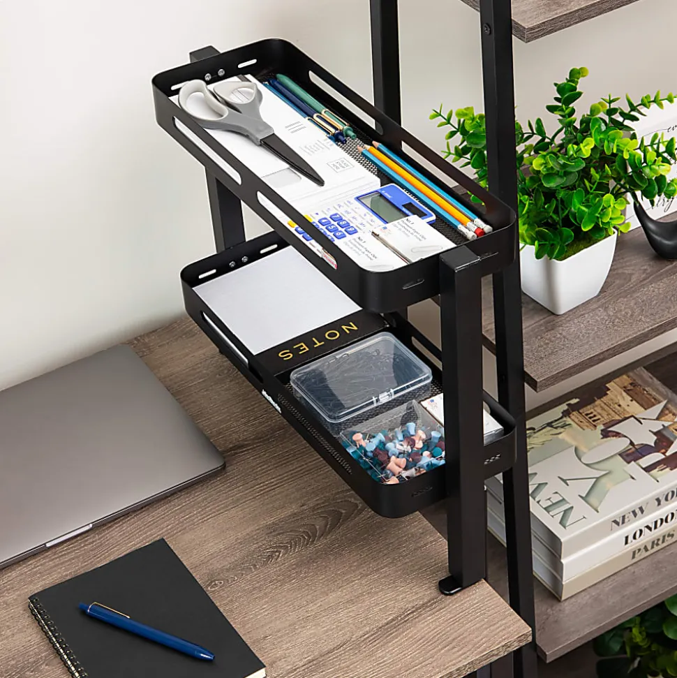Mind Reader 2-Tier Desk Organizer With Clamp/Accessory Shelf, 15-1/2”H x 5-3/4”W x 18-1/4”D, Black