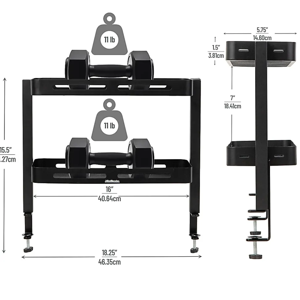 Mind Reader 2-Tier Desk Organizer With Clamp/Accessory Shelf, 15-1/2”H x 5-3/4”W x 18-1/4”D, Black