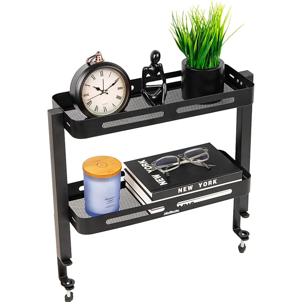 Mind Reader 2-Tier Desk Organizer With Clamp/Accessory Shelf, 15-1/2”H x 5-3/4”W x 18-1/4”D, Black