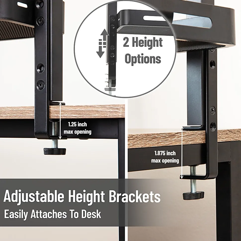 Mind Reader 2-Tier Desk Organizer With Clamp/Accessory Shelf, 15-1/2”H x 5-3/4”W x 18-1/4”D, Black