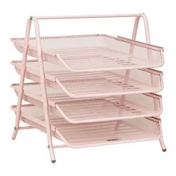 Mind Reader 4-Tier Desktop Organizer Paper Tray, 12-1/2”H x 13-3/4”W x 11-3/4”D, Pink