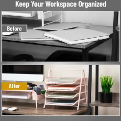 Mind Reader 4-Tier Desktop Organizer Paper Tray, 12-1/2”H x 13-3/4”W x 11-3/4”D, Pink