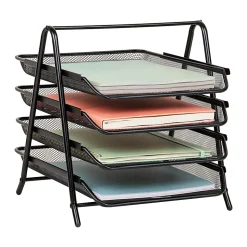 Mind Reader 4-Tier Desktop Organizer Paper Tray, 12-1/2”H x 13-3/4”W x 11-3/4”D, Black