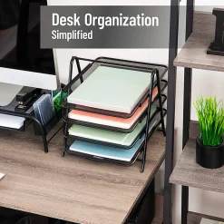 Mind Reader 4-Tier Desktop Organizer Paper Tray, 12-1/2”H x 13-3/4”W x 11-3/4”D, Black