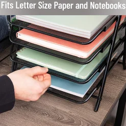 Mind Reader 4-Tier Desktop Organizer Paper Tray, 12-1/2”H x 13-3/4”W x 11-3/4”D, Black