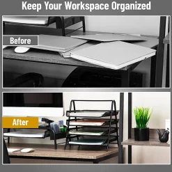 Mind Reader 4-Tier Desktop Organizer Paper Tray, 12-1/2”H x 13-3/4”W x 11-3/4”D, Black