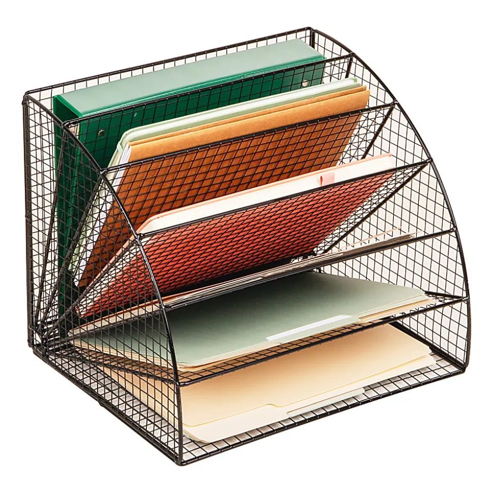 Mind Reader 6-Tier Fan-Shaped Desktop File Organizer, 11-1/4”H x 11-1/4”W x 13-3/4”D, Black, Total Qty 1