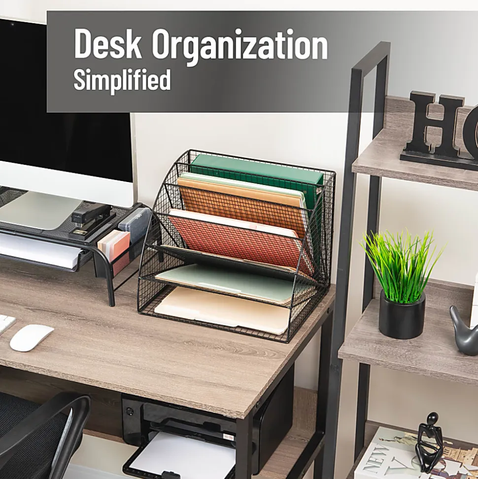 Mind Reader 6-Tier Fan-Shaped Desktop File Organizer, 11-1/4”H x 11-1/4”W x 13-3/4”D, Black, Total Qty 1