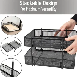 Mind Reader 2-Tier Metal Stackable Paper Tray, 7-1/2