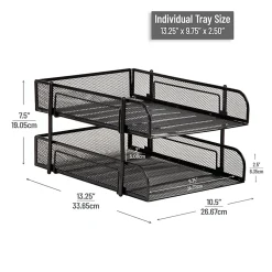 Mind Reader 2-Tier Metal Stackable Paper Tray, 7-1/2
