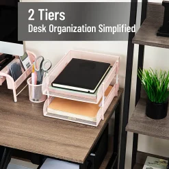 Mind Reader 2-Tier Metal Stackable Paper Tray, 7-1/2