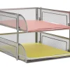 Mind Reader 2-Tier Metal Stackable Paper Tray, 7-1/2"H x 10-1/2"W x 13-1/4"D, Silver