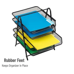 Mind Reader 5-Tier Paper Tray and 10 File Folders Desktop Organizer, 14-1/2"H  x 14"W x 11-3/4"D, Black