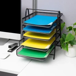 Mind Reader 5-Tier Paper Tray and 10 File Folders Desktop Organizer, 14-1/2