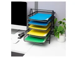 Mind Reader 5-Tier Paper Tray and 10 File Folders Desktop Organizer, 14-1/2