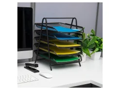 Mind Reader 5-Tier Paper Tray and 10 File Folders Desktop Organizer, 14-1/2