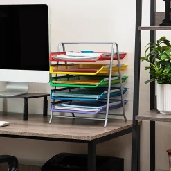 Mind Reader 5-Tier Paper Tray Desktop Organizer Metal Mesh, 15