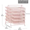 Mind Reader 5-Tier Paper Tray Desktop Organizer Metal Mesh, 15"H x 14"W x 11-3/4" L, Pink