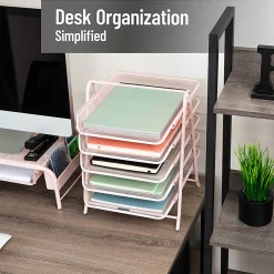 Mind Reader 5-Tier Paper Tray Desktop Organizer Metal Mesh, 15