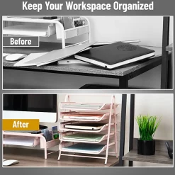 Mind Reader 5-Tier Paper Tray Desktop Organizer Metal Mesh, 15