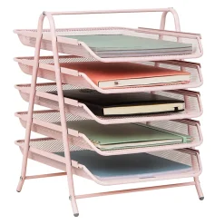 Mind Reader 5-Tier Paper Tray Desktop Organizer Metal Mesh, 15
