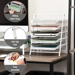 Mind Reader 5-Tier Paper Tray Desktop Organizer Metal Mesh, 15