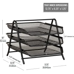 Mind Reader 3-Tier Paper Tray Desktop Organizer, File Storage, 10