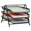 Mind Reader 3-Tier Paper Tray Desktop Organizer File Storage, 10"H x 13-3/4"W x 11-3/4"D, Silver