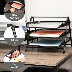 Mind Reader 3-Tier Paper Tray Desktop Organizer File Storage, 10