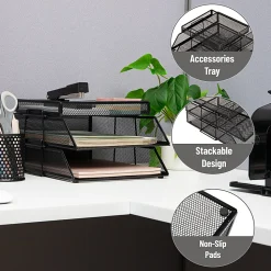 Mind Reader 2-Tier Paper Tray With Top Supply Compartment, 6-3/4