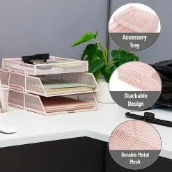Mind Reader 2-Tier Paper Tray With Top Supply Compartment, 6-3/4