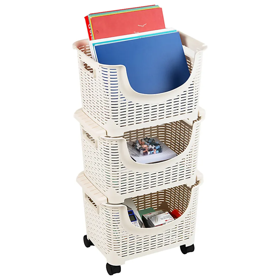 Mind Reader 3-Tier Stackable Storage Containers, Ivory