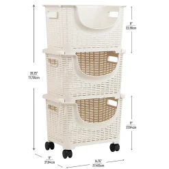 Mind Reader 3-Tier Stackable Storage Containers, Ivory