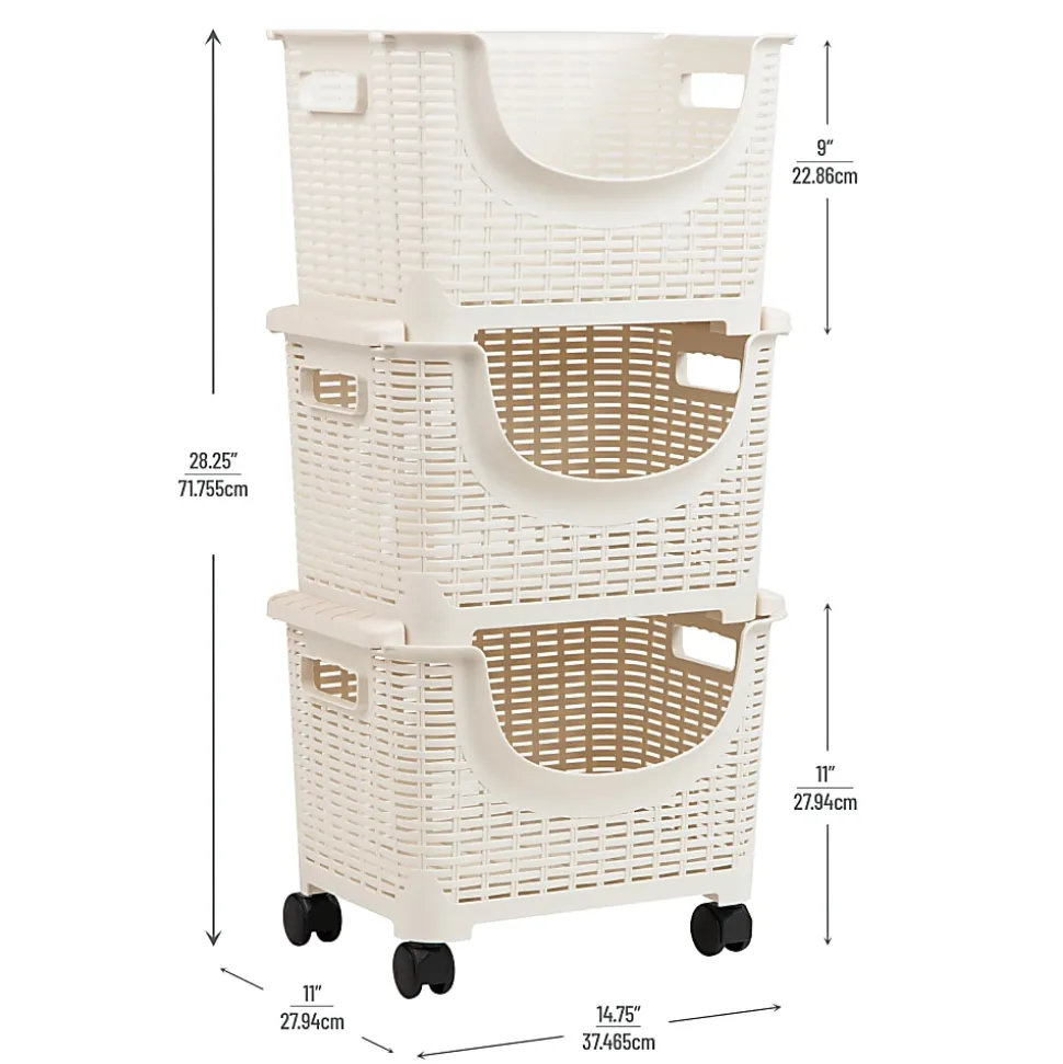Mind Reader 3-Tier Stackable Storage Containers, Ivory