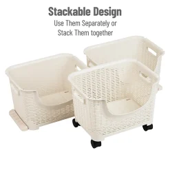 Mind Reader 3-Tier Stackable Storage Containers, Ivory