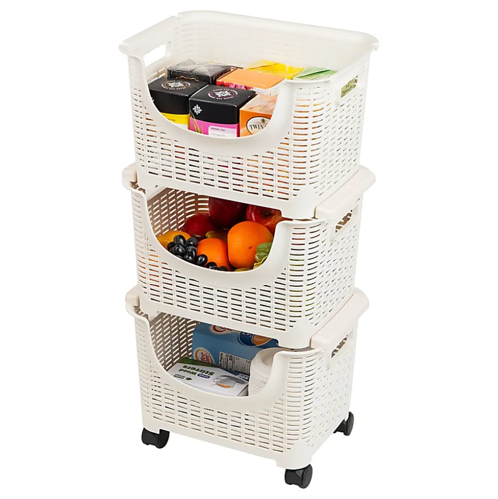 Mind Reader 3-Tier Stackable Storage Containers, Ivory