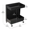 Mind Reader 2-Tier Under Desk Rolling Cart, 23-1/2"H x 20"W x 12"D, Black
