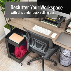 Mind Reader 2-Tier Under Desk Rolling Cart, 23-1/2