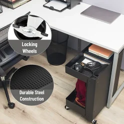 Mind Reader 2-Tier Under Desk Rolling Cart, 23-1/2