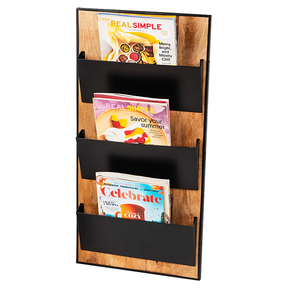 Mind Reader 3-Tier Wall-Mounted File Organizer, 32-1/4"H x 16"W x 3"D, Black